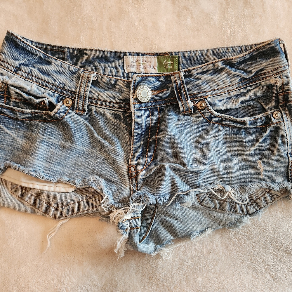 Aeropostale Distressed Light Blue Jean Shorts